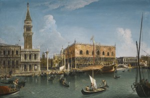 Venice, A view of the Molo from the Bacino with the Zecca, The Library